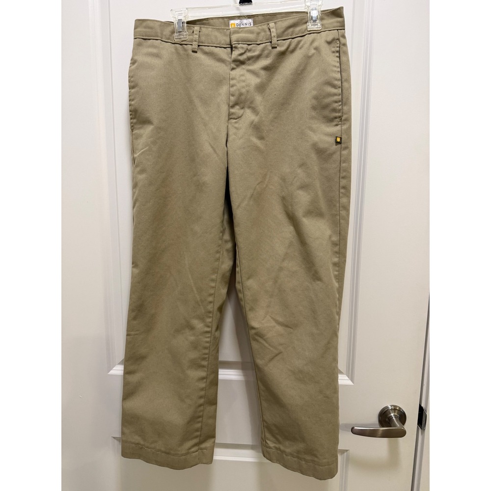 Dennis Uniform Mens Khaki Chino Pants Straight Leg Tan School Work 33x27 077000